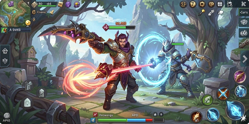 Tangkapan layar utama menunjukkan karakter dalam aksi petualangan ARPG mendalam.