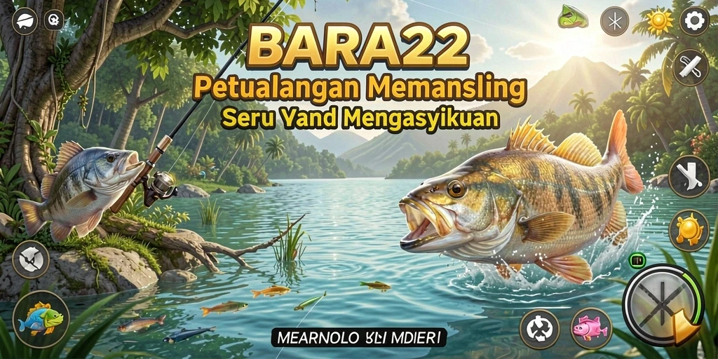 Tampilan gameplay BARA22 dengan suasana memancing yang menawan.