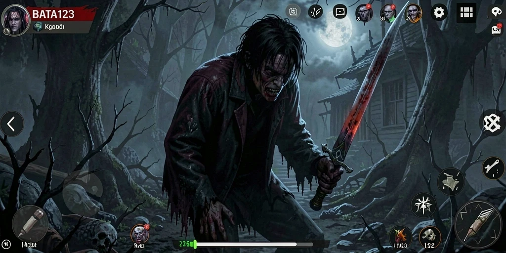 Gameplay BATA123 menampilkan suasana seram dan mencekam saat pemain menjelajahi tempat angker.