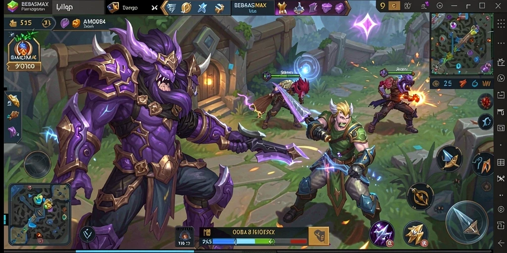 Tangkapan layar menunjukkan aksi seru gameplay MOBA BEBASMAX.