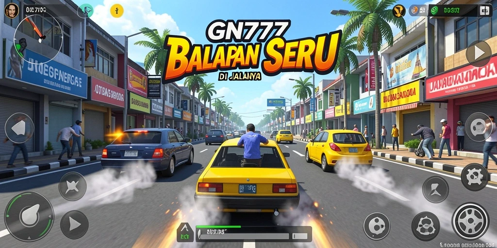 Screenshot gameplay GN777 yang menampilkan balapan seru di jalanan.