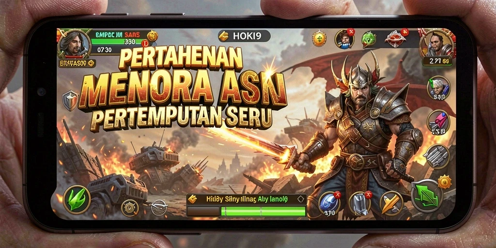 Screenshot gameplay HOKI9 menunjukkan menara berfungsi di medan perang.