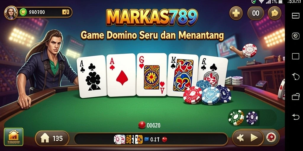 Screenshot gameplay utama dari MARKAS789 yang menampilkan suasana permainan Domino.