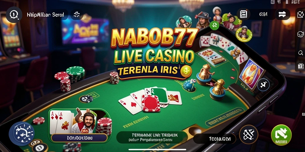 Tangkapan layar gameplay NABOB77 menampilkan dealer Live Casino yang profesional dan interaksi pemain.