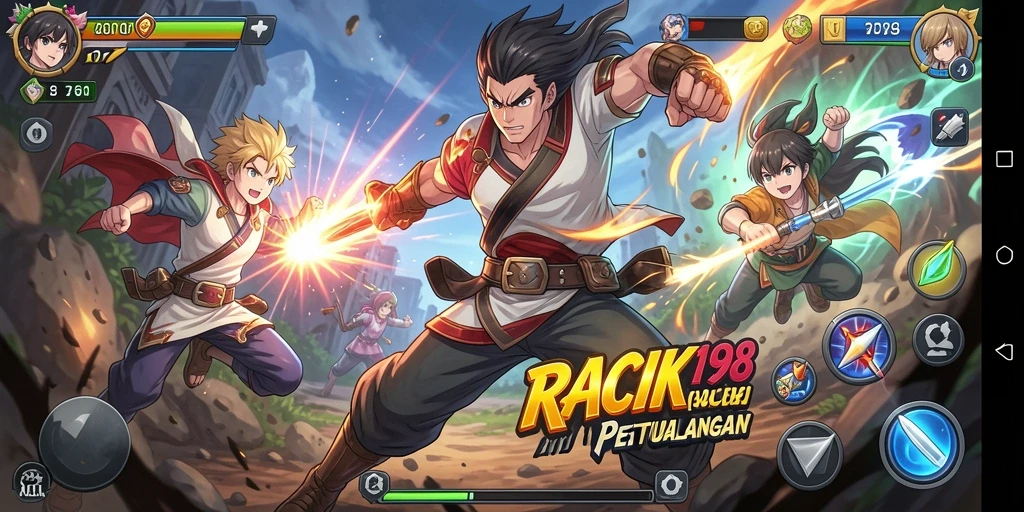 Tampilan menarik dari gameplay <strong>RACIK198</strong> dengan aksi pertarungan karakter.