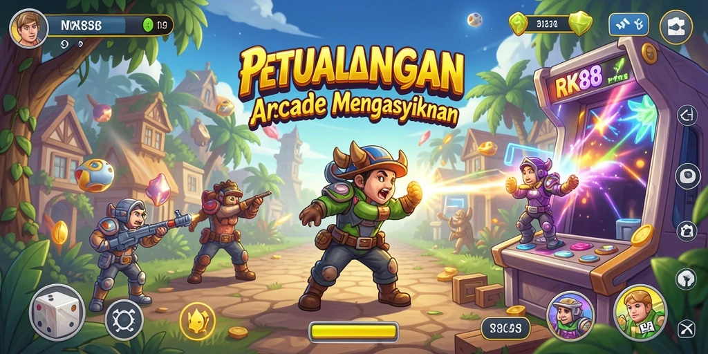 Tampilan gameplay seru dari RK88 dengan aksi dan tantangan menggembirakan.