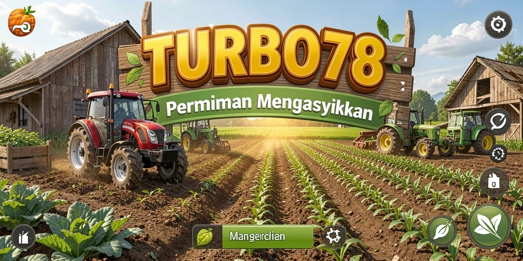 Tampilan gameplay menarik dari TURBO78 dengan berbagai tanaman dan kebun.