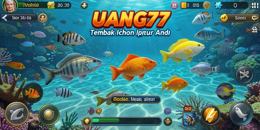 Screenshot gameplay UANG77 menampilkan aksi menembak ikan yang seru.